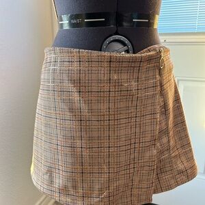 Plaid Tan Mini Skort